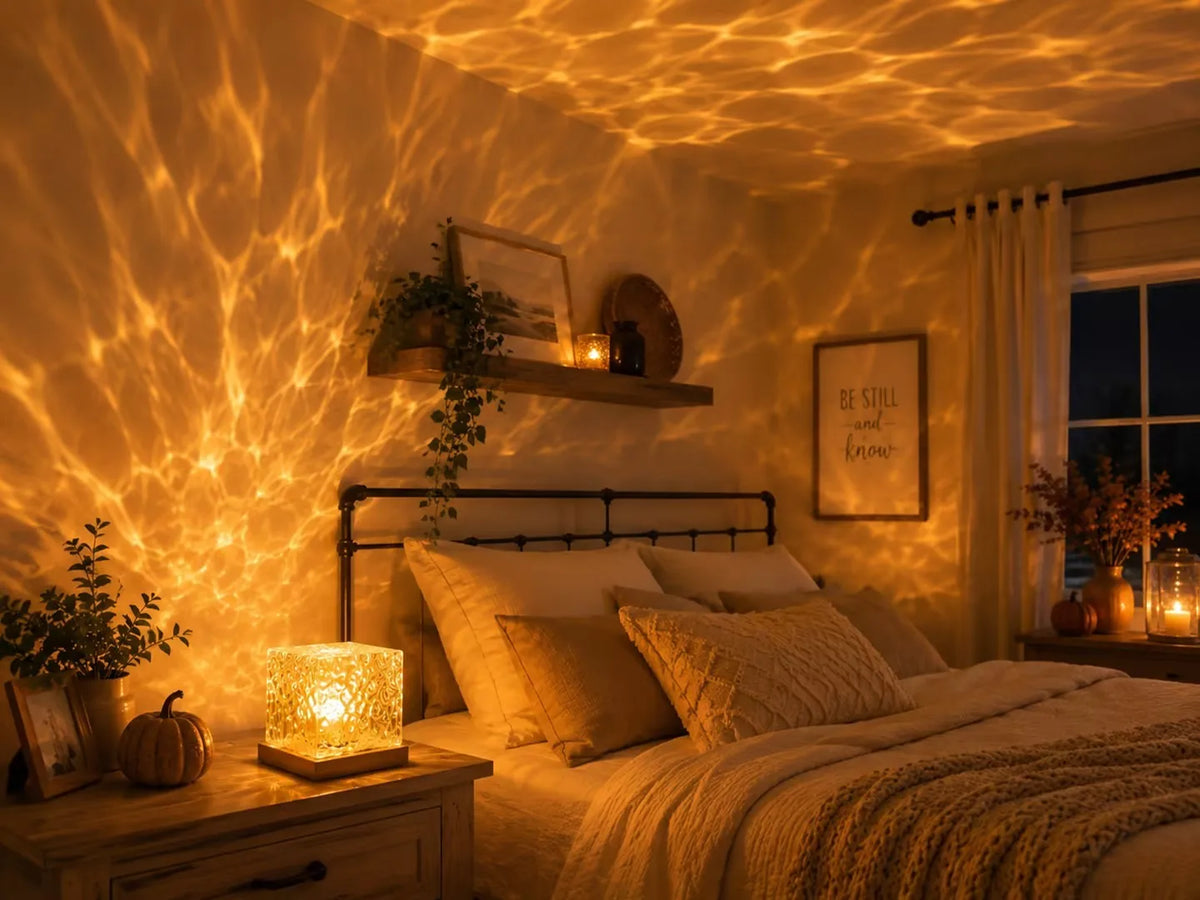 Rotierender Wasserwellen-Nachtlichtprojektor, tragbare Aurora-Galaxie-Lampe für Schlafzimmer, Wohnungs- und Studentenraum-Ambiente, romantisches Geschenk