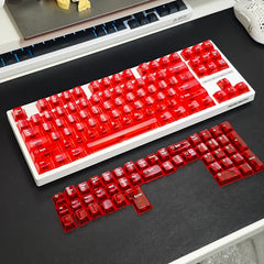 132 Tasten, rote, volltransparente PC-Tastenkappen, Double-Shot-Kristall-Tastenkappen, Cherry-Profil für Cherry MX-Schalter, mechanische Tastatur