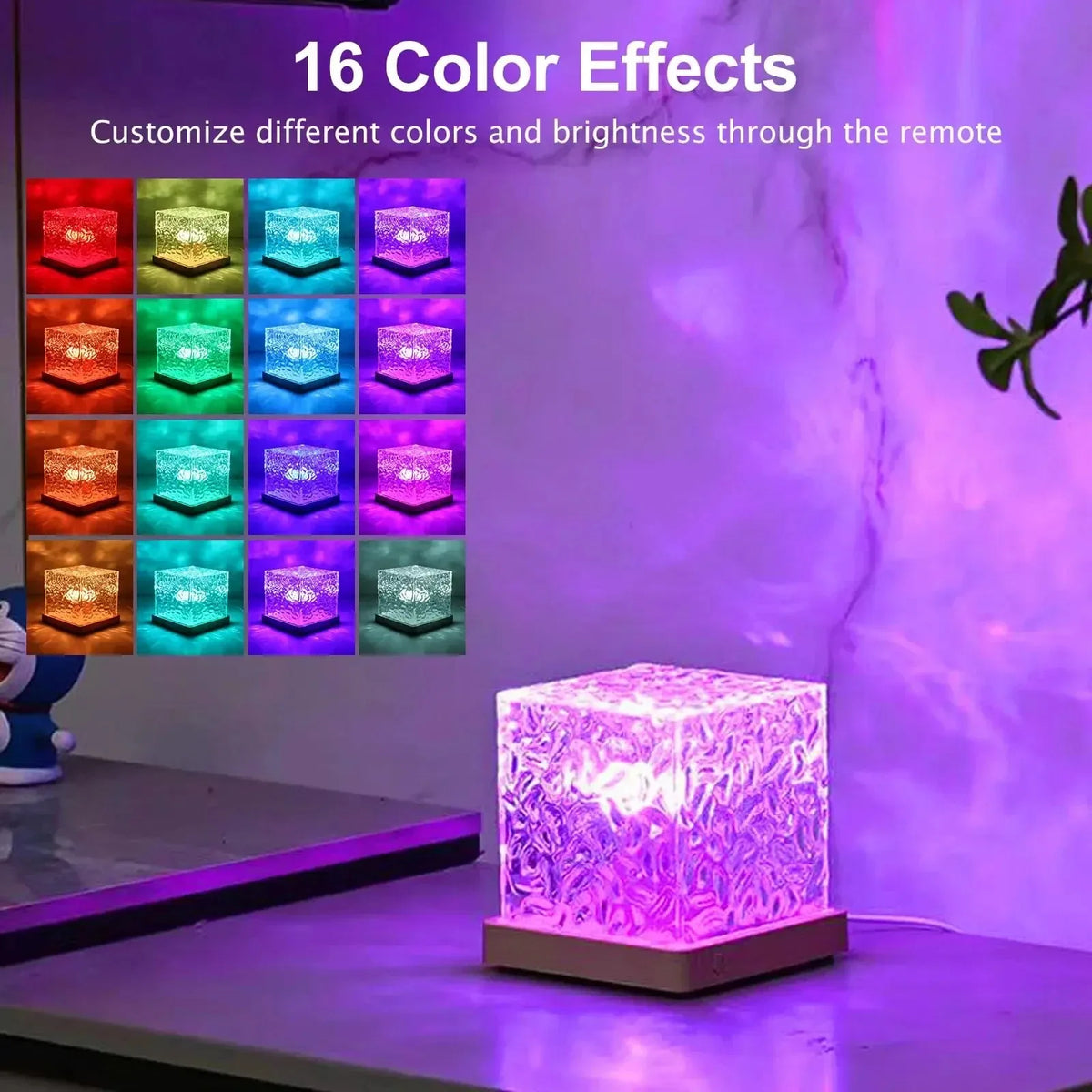 Neueste 16 Farben Dynamische Wasserwellen/Aurora Nachtlicht Projektionslampe Flamme Kristalllampe USB Power Tisch Nachtlicht Dekor