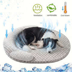 Kühlendes Hundebett Sommer Eisseide Katzenmatte Ovales Haustiernest Atmungsaktives Wärmeableitendes Kühlpad für Kleine Mittlere Große Hunde Katzen