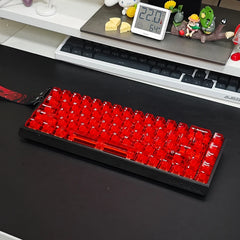 132 Tasten, rote, volltransparente PC-Tastenkappen, Double-Shot-Kristall-Tastenkappen, Cherry-Profil für Cherry MX-Schalter, mechanische Tastatur