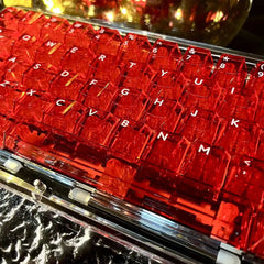 132 Tasten, rote, volltransparente PC-Tastenkappen, Double-Shot-Kristall-Tastenkappen, Cherry-Profil für Cherry MX-Schalter, mechanische Tastatur