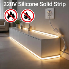 1-30M Flexibler Silikon-COB-LED-Streifen 220V, Wasserdicht, 3 Farbtemperaturen Neonlicht mit Schalter für Heim-Ambiente-Dekoration