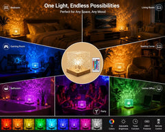 Rotierender Wasserwellen-Nachtlichtprojektor, tragbare Aurora-Galaxie-Lampe für Schlafzimmer, Wohnungs- und Studentenraum-Ambiente, romantisches Geschenk