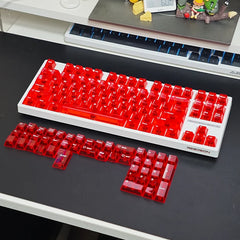 132 Tasten, rote, volltransparente PC-Tastenkappen, Double-Shot-Kristall-Tastenkappen, Cherry-Profil für Cherry MX-Schalter, mechanische Tastatur