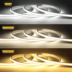 1-30M Flexibler Silikon-COB-LED-Streifen 220V, Wasserdicht, 3 Farbtemperaturen Neonlicht mit Schalter für Heim-Ambiente-Dekoration