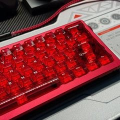 132 Tasten, rote, volltransparente PC-Tastenkappen, Double-Shot-Kristall-Tastenkappen, Cherry-Profil für Cherry MX-Schalter, mechanische Tastatur